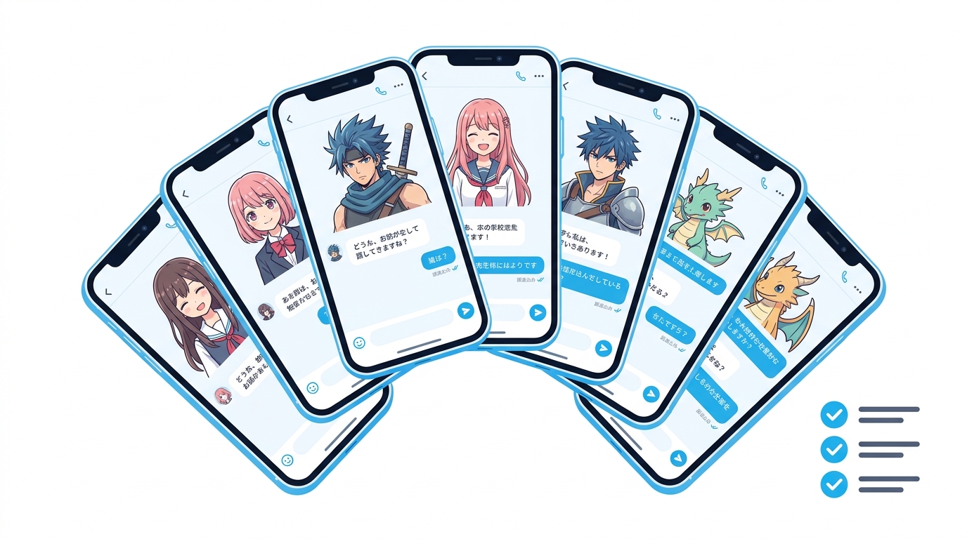 アニメキャラとのAIチャットアプリ・サイトまとめのイラスト