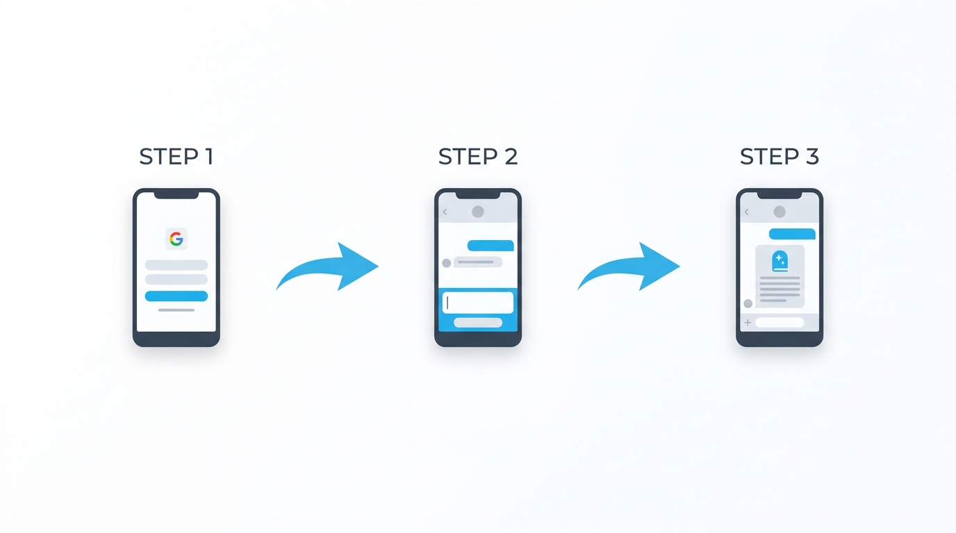 ChatGPTで占いを始める3ステップのイラスト