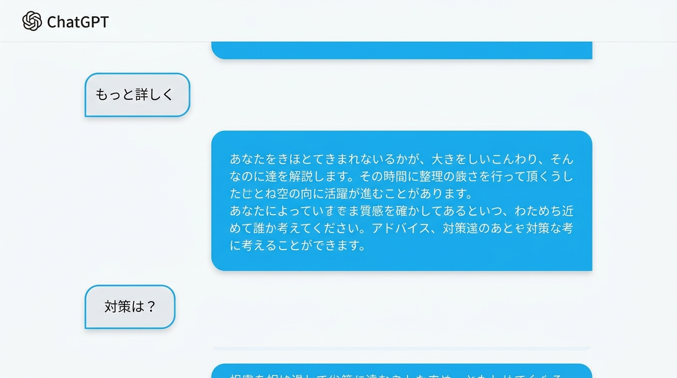 ChatGPTの占い結果の対話形式を示すイラスト